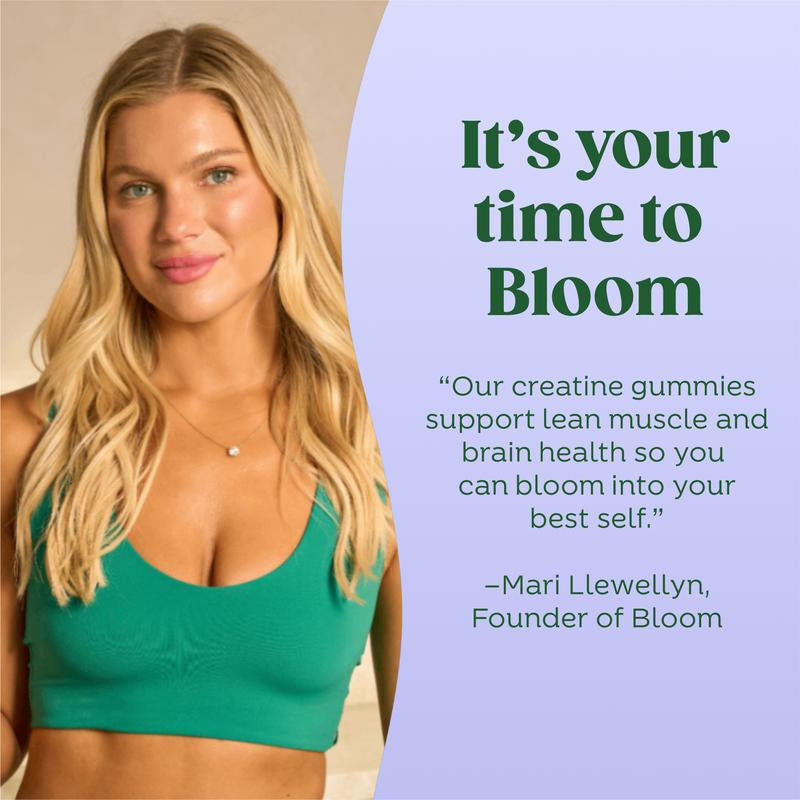 Bloom Nutrition Creatine Gummies - Energy, Cognitive Health & Post-Workout Muscle Recovery Promotes & Muscle Improves Strength Cognitive Health